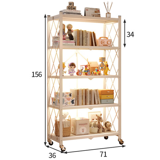 Shanshan Wooden Art Bookshelf Floor-standing Storage Rack Free Installation Folding Storage Rack Removable Toy Rack Steel Bookcase