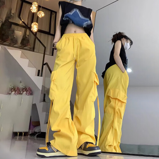 多口袋休闲冰丝工装裤男女生中性夏季户外长裤潮牌情侣休闲裤KXW 687黑色【冰丝工装裤】 2XL 【125-145斤】