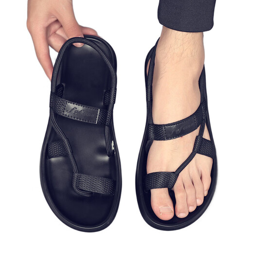 Ttpmer Sandalen für Männer koreanischer Stil weicher Sohle ohne Schlupf-Casual Beach Schuhe tragen grüne trendige trendige trendige Männer Sandalen schwarz 9866 38