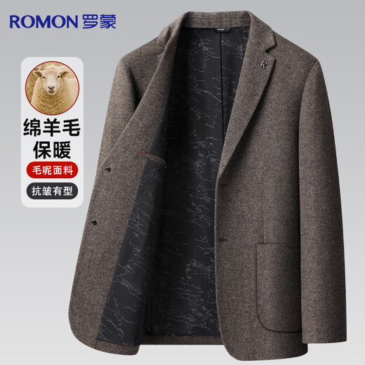 Romon Sheep Wool Woolen Suit Men's Autumn and Winter Plus Size Business Casual Single Suit Warm Workwear Top