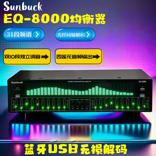 山宇高端专业EQ均衡器大功率蓝牙5.3无损功放u盘光纤同轴数字输入解码 经典款功放机+高端EQ均衡器套装