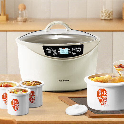 Tianji (TONZE) electric stew pot, water-proof stew pot, electric stew pot, soup pot, porridge and stew pot, porridge and bird's nest health pot, smart reservation, white porcelain one pot, 5 bladders, GSD-323GC 3.2L