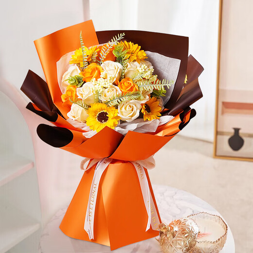 First Sunflower Everlasting Soap Rose Bouquet Gift Intra-city Delivery Wedding Anniversary New Year Party Gifts Non-Flowers