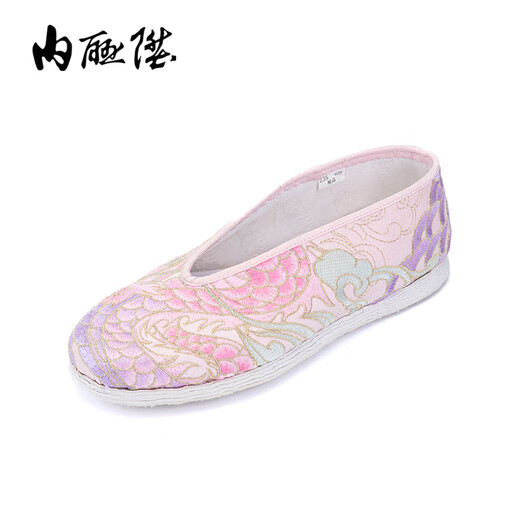 内联升新品女布鞋千层底汉服绣花鱼跃龙门春季款七夕 粉花 38