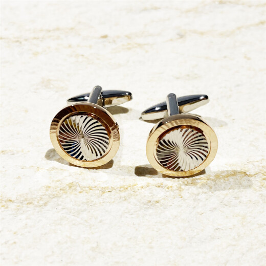 赐帛Cufflinks时来运转法式袖扣经典风轮转运质感白钢时尚优雅造型饰 时来运转 附袖扣盒