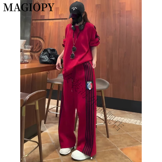 MAGIOPY国际奢侈高档品牌美式潮牌休闲运动套装女2025春季款宽松洋气红色 红色两件套 S(100斤以内)