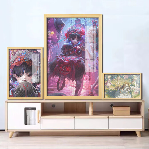 第五人格回忆小女孩拼图1000片木质有框成人版手工diy拼装装饰画 55x42厘米(打散带黑色相框)500片 A10975-小女孩
