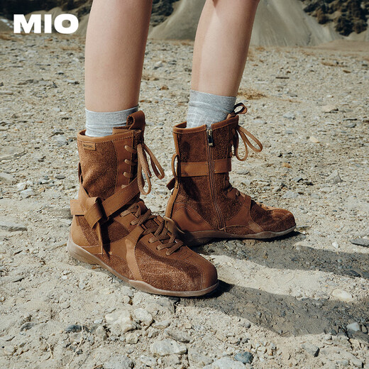 MIO Ouyang Didiluo Yutong same model Mio Gaotang Racing Women's 2025 new boxing Martin boots strap boots brown 37 (235mm)