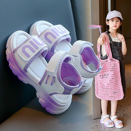 Palm Girls Sandals Summer 2025 NUEVA Fashion Fashion Fashion Princess Zapatos Sandalias deportivas suaves Zapatos de playa para niños Rosa [9902] 26 _Shoe Longitud es de aproximadamente 16.5 cm
