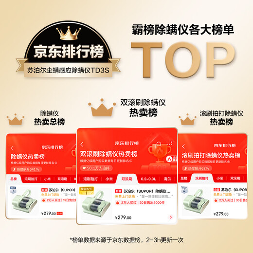 Supor Mite Remover, Double Dust Cup, Double Roller Brush, Large Suction, Ultraviolet Sterilization, Mite Remover, Household Artifact 60, Hot Air New Year Gift ERC-TD3S