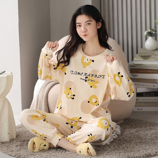 Muji com Muji com pijama para mujeres en primavera y otoño dibujos animados delgados de manga larga Traje de gran tamaño coreano Summer GXT9928 M Mujeres (sugerido 75-95Jin [Jin equivale a 0.5 kg])