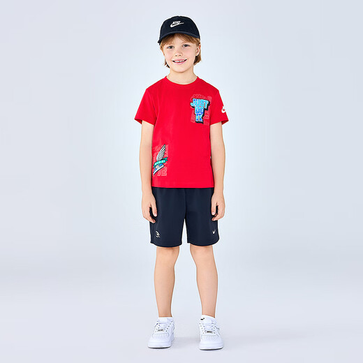NIKE Nike children's clothing boys and girls short-sleeved T-shirt 2025 summer comfortable children's knitted casual sports short T-shirt