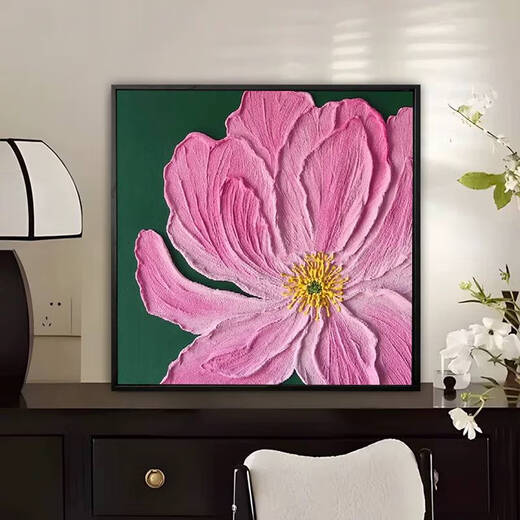 山头林村牡丹芍药立体肌理画diy数字油画手绘丙烯涂色手工填色石英砂材料 肌理XH15919 40*40cm尺寸全套内框材料包