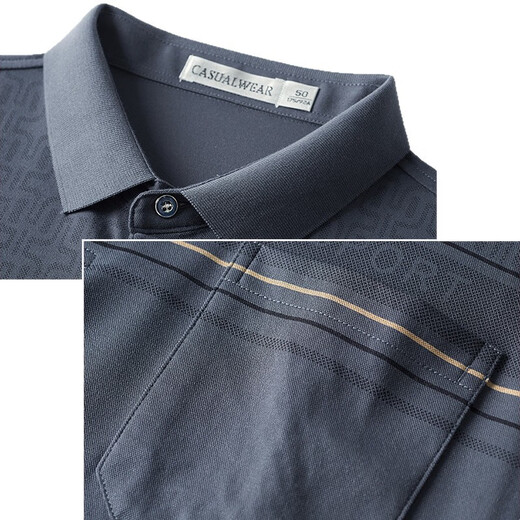 Guanmao Pei Daddy Summer Ice Silk Short-Sleeve T-Shirt Middle-aged and Elderly Men's Clothing 5070 Years Old Gray Blue M 17080-110Jin [Jin equals 0.5 kg]