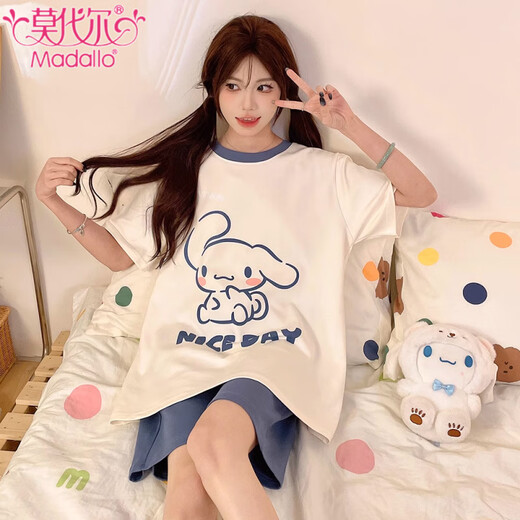 Modal pure cotton pajamas for women for summer shorts shorts thin cartoon large size 200 Jin [Jin equals 0.5 kg] Women can wear home clothes suits 683 Sleeping dog XL [115-130 Jin [Jin equals 0.5 kg]]