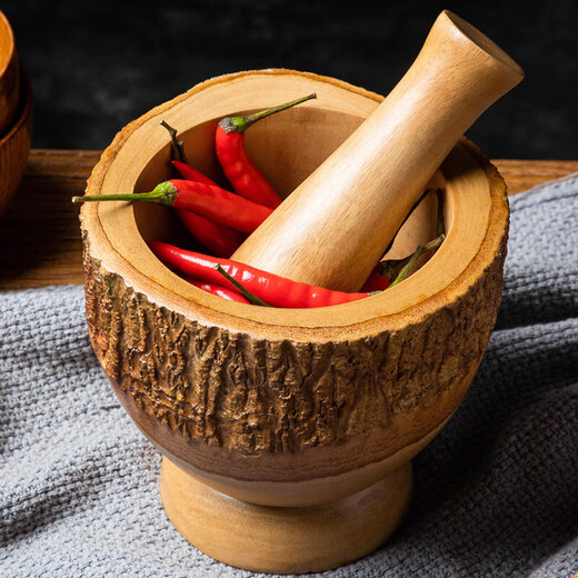 Shijin garlic pounder wooden Thai solid wood garlic mortar household manual garlic mashed artifact garlic pounder grinder garlic peeler large