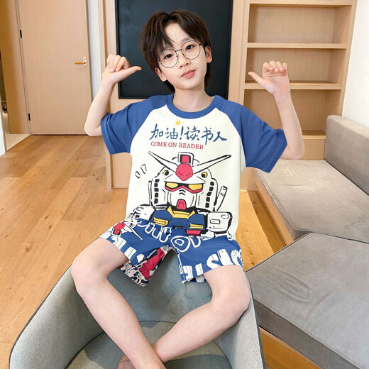 奥特曼卡皮巴拉夏款男童睡衣25新款凉感套装短袖冰丝中大童宽松家居服 1517 M码身高150-160 均码