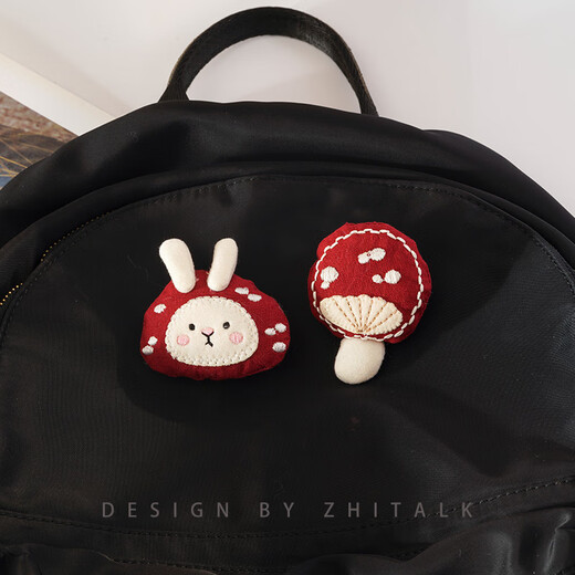 Companion blessing cartoon plush angora red mushroom rabbit brooch accessories pin decoration plush rabbit