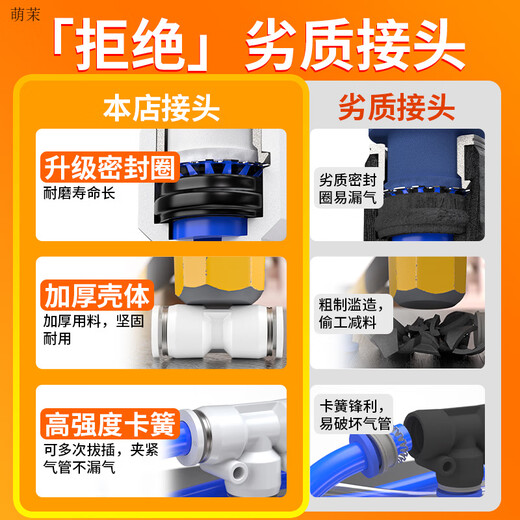 气管快速接头带螺纹直通快插弯头三通直通气动接头PU管PC802变径 精品白色PC12035个