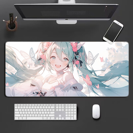 Juyingfeng Alfombrilla de ratón Juego de Oficina Grande Deportes electrónicos fps Alfombrilla Lisa Animación bidimensional Estilo Nacional Niños y niñas de Aspecto Alto Alfombrilla de Escritorio de Alta Gama 800*300*2mm Hatsune UFO