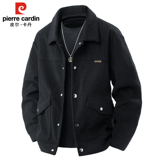 Pierre Cardin corduroy jacket men's autumn and winter workwear trendy loose casual thickened jacket top pea green XL