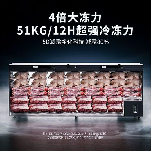 Midea美的冷柜商用大容量419升-40度超低温冷柜双门冷冻柜冷藏速冻单温 单温冷藏冷冻转换 超大容量 719升