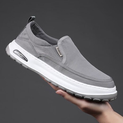 Monide Marke Leinwandschuhe Herren trendy lässige und vielseitige atmungsaktive Stoffschuhe faul ein Fuß-Resistenter Herrenschuhe Schwarz 40