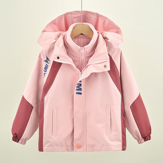 Duomi Fairy Tale Girls Spring Autumn Winter Clothes New Style Children's Detachable Windbreaker Plus Velvet Cartoon Color Matching Three-in-One Guarantee 140 Purple