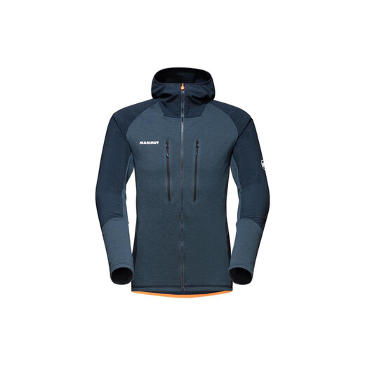 猛犸象MAMMUT 猛犸象Eiswand品牌Logo印花拼色连帽长袖夹克外套 蓝橘拼色 XL