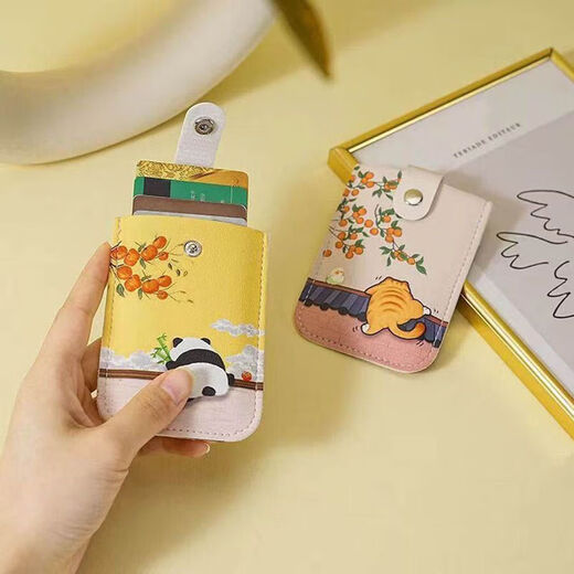 Ultra-dünner Auszug Taschen Multi-Card-Karten-Beutel-ID-ID-Karte Bankkarte tragbare kleine Teleskopkartenhalter-Karten-Clip-Katze viel Glück