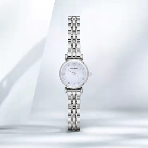 EMPORIO ARMANI Armani Rose Small Disc Set with Diamonds Valentine's Day Birthday New Year's Gift for Girlfriend Electronic Women's Watch 22MM Temperament White Moonlight AR1961