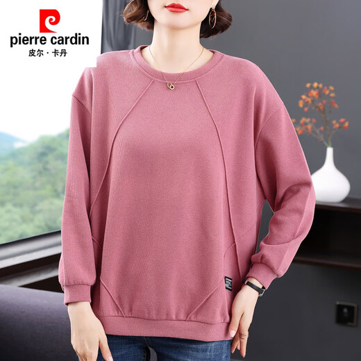 Pierre Cardin Mother Sweatshirt décontracté Femmes Shirt de base lâche 2025 Nouveaux vêtements d'automne Portez des vêtements et des vêtements d'automne d'âge moyen et âgés à la mode 694 Orange L recommandé 105-115Jin [Jin est égal à 0,5 kg]