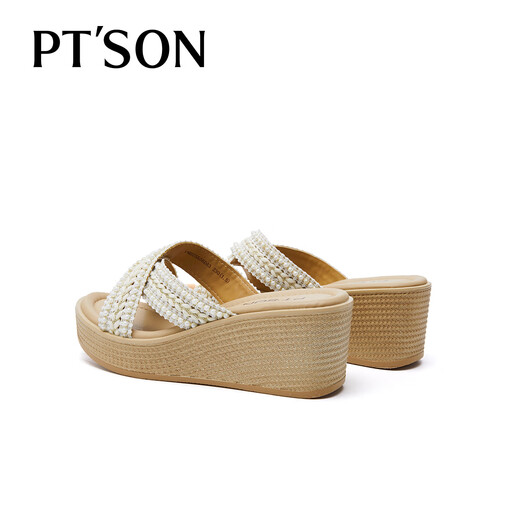 Baitiansen heel sandals for women 25 summer new style French sandals woven slippers thick sole soft yarn 37