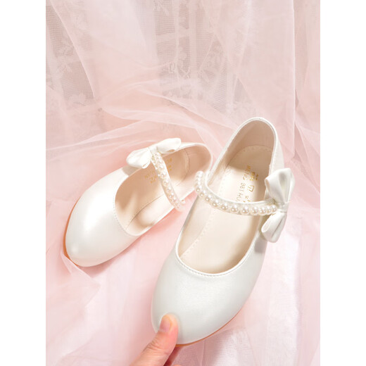 森用白色皮鞋女童公主鞋小学生礼服合唱演出鞋软底春秋儿童高跟女鞋子 1062高跟白色 26 内长17.0厘米