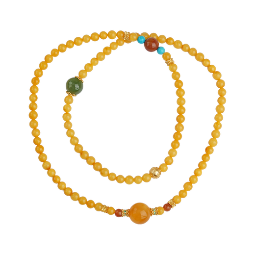 Potala Palace beeswax amazonite multi-circle bracelet lapis lazuli amber silver inlaid agarwood gourd bracelet birthday gift for men and women