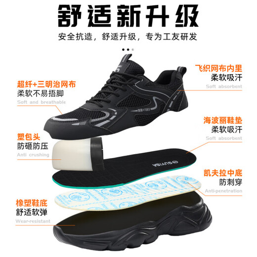 蕉京绝缘鞋10kv电工鞋夏季透气塑料包头舒适软底防砸防刺大码工作鞋 C5012KV-时尚绝缘款 36
