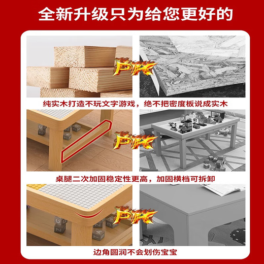 虎实小宝儿童实木积木桌木质3-6岁结实多功能大号大颗粒游戏学习桌二合一 106大桌+2椅+698积木+汽车乐园