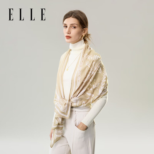 
ELLE scarf for women in autumn and winter new printed shawl for mothers and elders holiday gifts warm and fashionable modal khaki