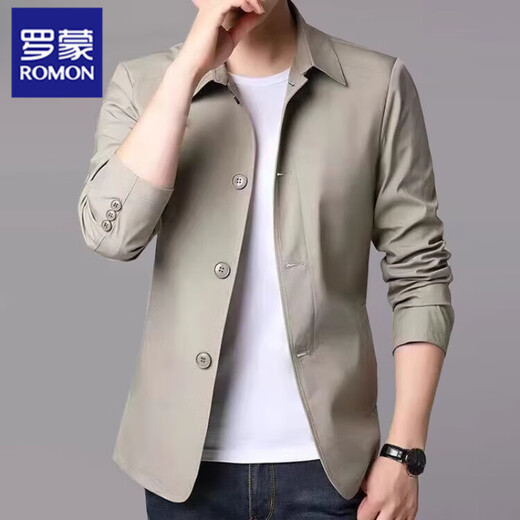 Romon (Romon) Frühlings- und Herbst-Herrengeschäft Casual Jacket Anzug mittlerer und junger Menschen mit Mitte der Farbe Dünne koreanische koreanische Windbreaker-Jacke hellgrau 1048 l [Empfohlen 118-138jin [Jin ist gleich 0,5 kg]]