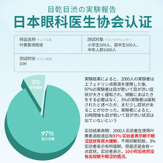 Jiubu Pharmaceutical Lutein Eye Drops relieve fatigue, dry eyes, swelling and pain, blurred vision, dry eye itching eye drops 3 boxes