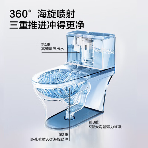 Juuu Jiumu Woilet Water-Saving Siphon Anti-Odor Large Impulse Household Ceramic Toilet 1264 [1396] Double tempête de tempête Glaze de tempête 305 mm