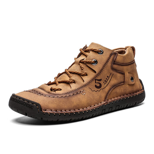 
2024 men's leather shoes workwear new trendy casual men's shoes outdoor large size Martin boots fashionable high-top men's shoes trend 9926-1 black 38