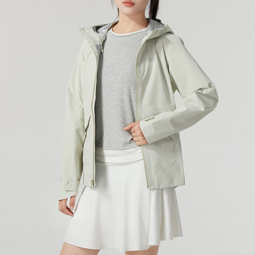 安德玛（Under Armour）UASTORMPROOF纯色连帽拉链设计长袖夹克外套女款绿色 绿色 XS