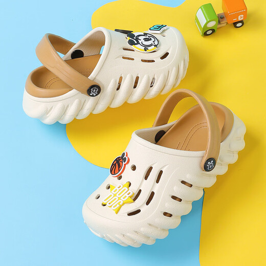 
Babudou (BOBDOG) spring and summer style boys and girls cartoon beach slippers hole shoes home slippers rice/light brown 28 -29
