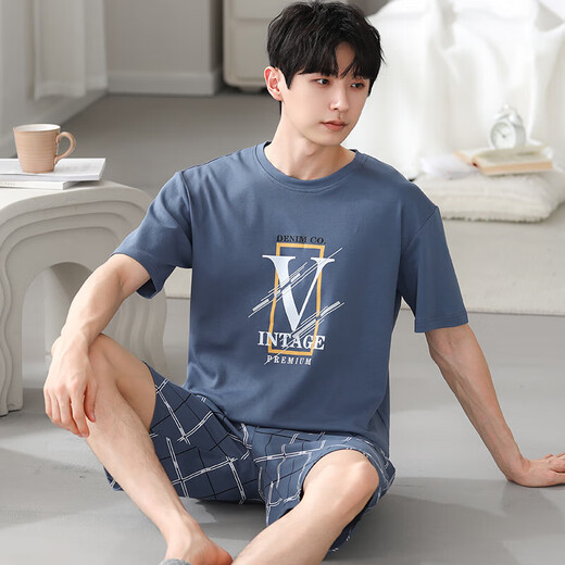 Yadelin Modal de verano Pajamas de manga corta Summer Summeres delgados de gran tamaño adolescente Estudiante masculino Hogar YSX9713 L