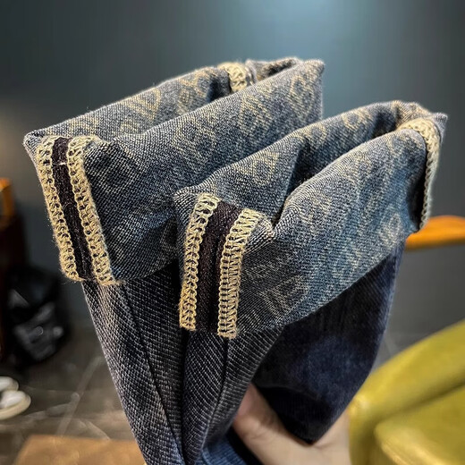 Jeep Spirit Original Jeep High-End-Jeans Männer 2025 Sommer Trendy Marke Loose Feet Hosen gedruckte Freizeithosen Männer 835 Schwarze reguläre Größe 38 Taillenumfang 2 Fuß 9 Geeignet für 182-195jin [Jin gleich 0,5 kg] links links