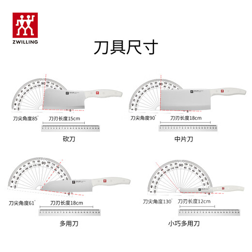 双立人（ZWILLING）刀具全套Pollux双重除菌刀具套装大白盾菜刀中片刀多用刀剪刀砍骨刀6件套AB款随机发货
