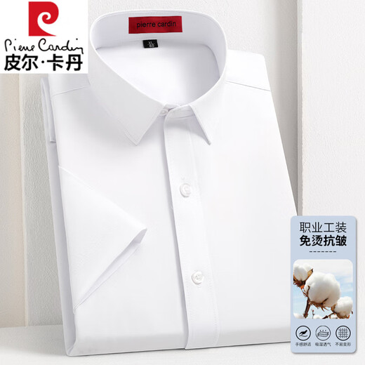Pier Cardin high-end long velvet cotton short-sleeved T-shirt men's summer 2025 new skin-friendly middle-aged business casual anti-wrinkle-free shirt Twill pink 9201T 39 [Suggested 100-110Jin [Jin equals 0.5 kg]]