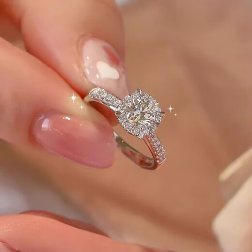 Pt950 platinum ring female moissanite color diamond ring closed index finger ring niche design girl diamond proposal gift diamond ring 50 points - light luxury model default live mouth can be adjusted in size