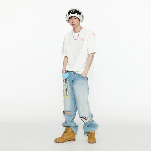Guyuka (Guuka) Trendy T-Shirt für Männer kurzärmeliges Paar Outfit Sommer 2025 Neues Kleider Bottoming-Hemd halbe Ärmel Casual Style White F6628 S